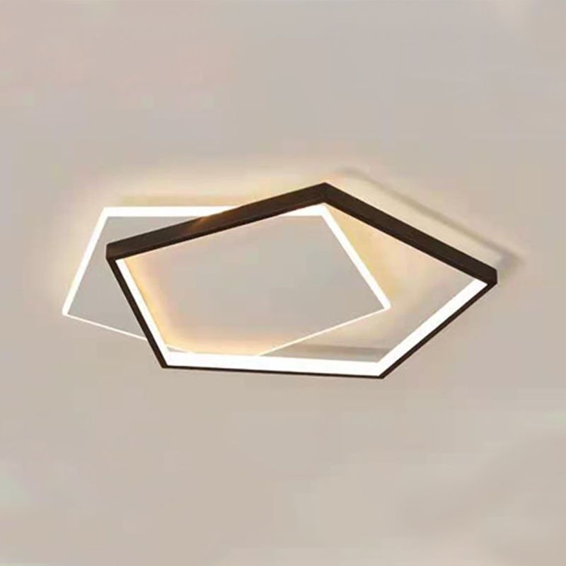 Black and White LED Flush Mount in Modern Style Aluminium Geometric Ceiling Light with Acrylic Shade