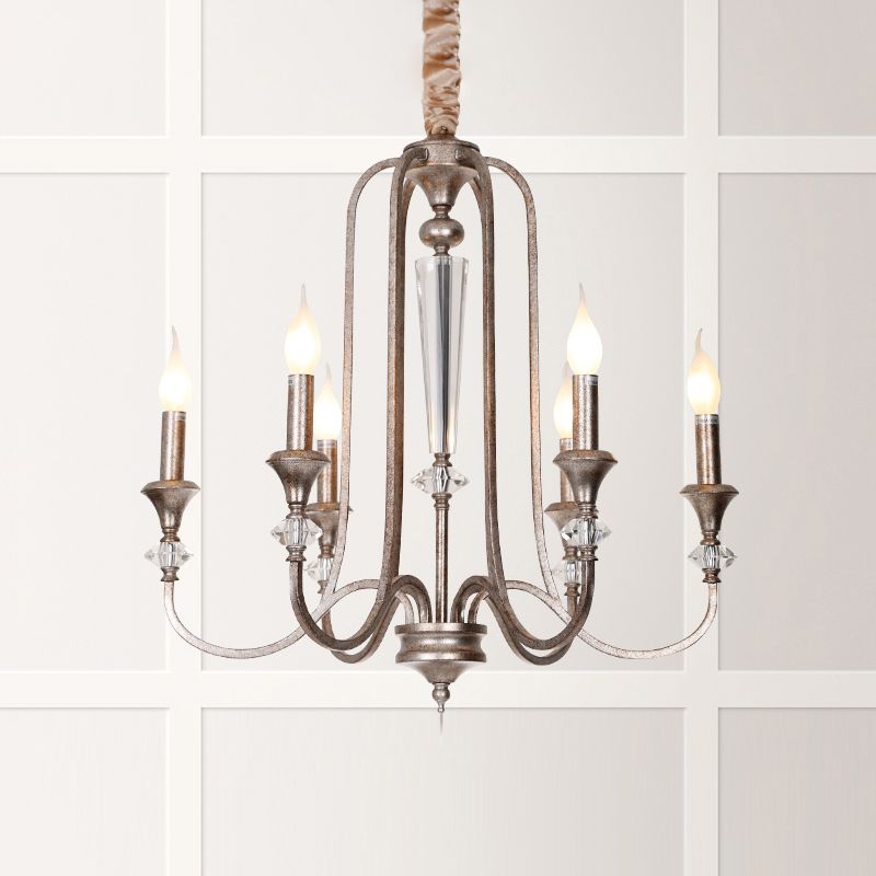 Lámpara de suspensión de techo metálico de lámpara de vela de estilo colonial para sala de estar