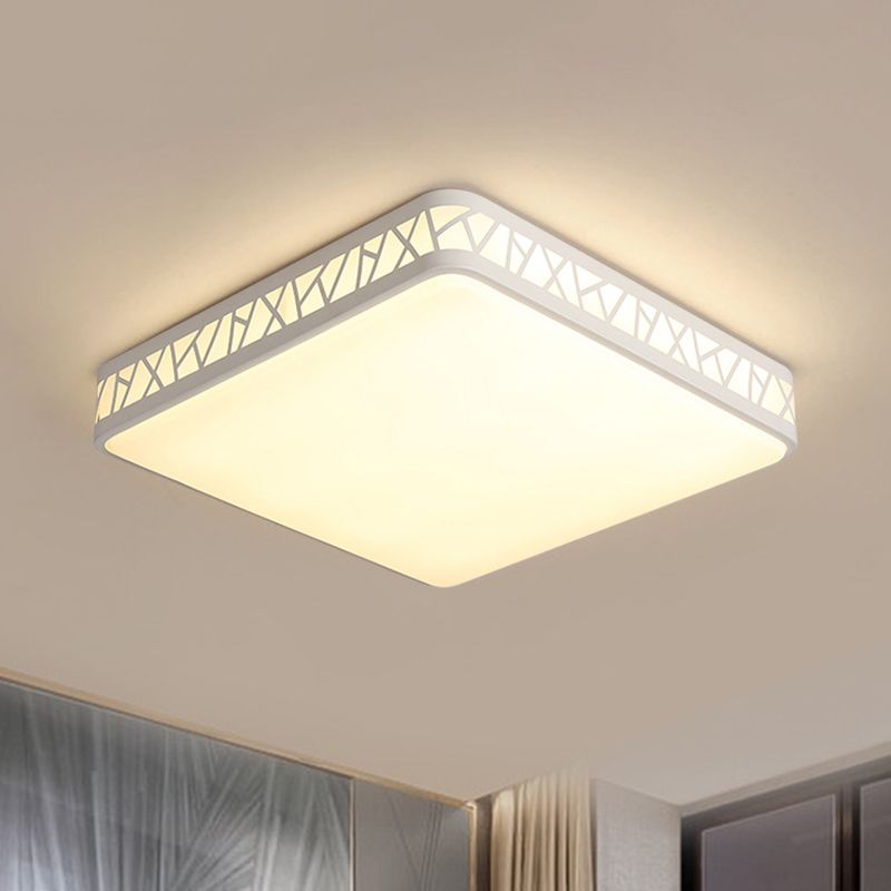 Lámpara de techo empotrada en forma de caja cuadrada, montaje empotrado LED metálico integrado contemporáneo en blanco