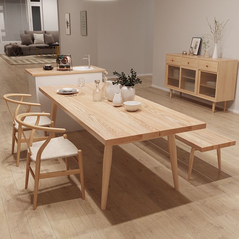Modern Solid Wood Dining Room Collection Rectangle Tripod Dining Table in Natural