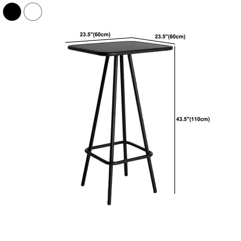 Industrial Square Bar Table Set 1/2 Pieces Counter Table with Iron High Stools