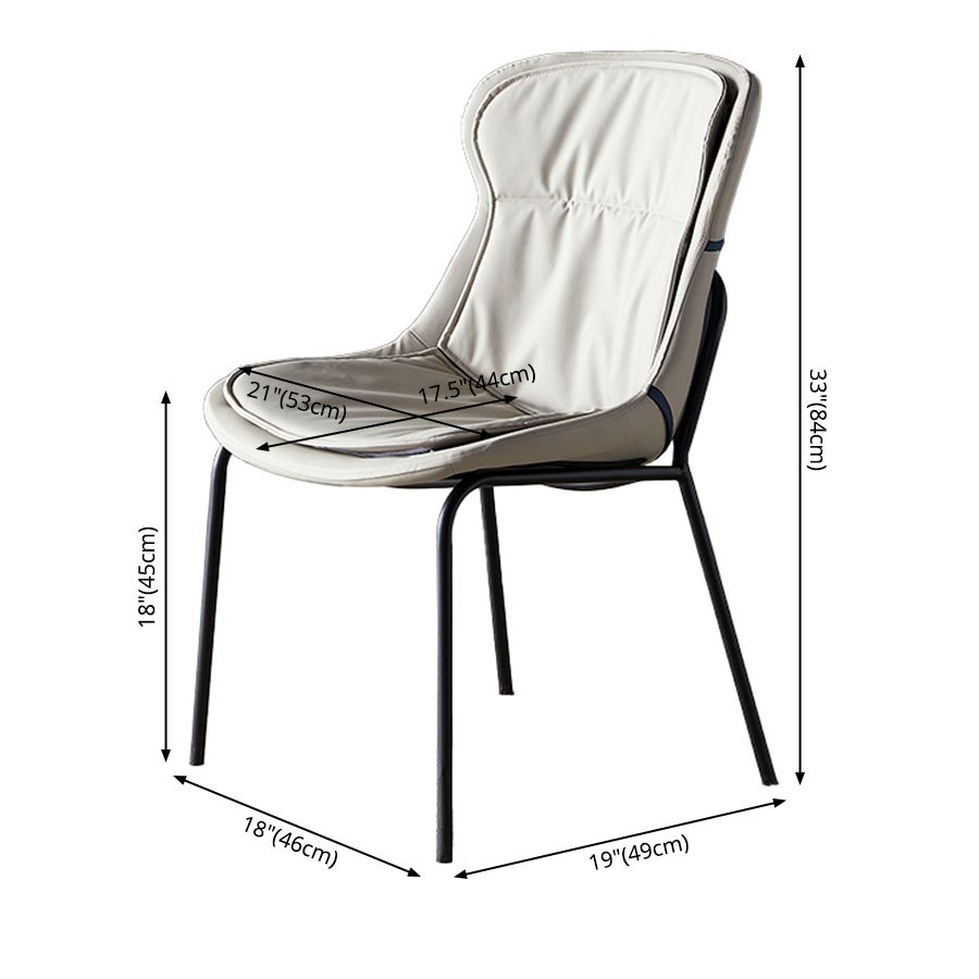Scandinavian Style Microfiber Leather Dining Chairs Solid Back Armless Chair