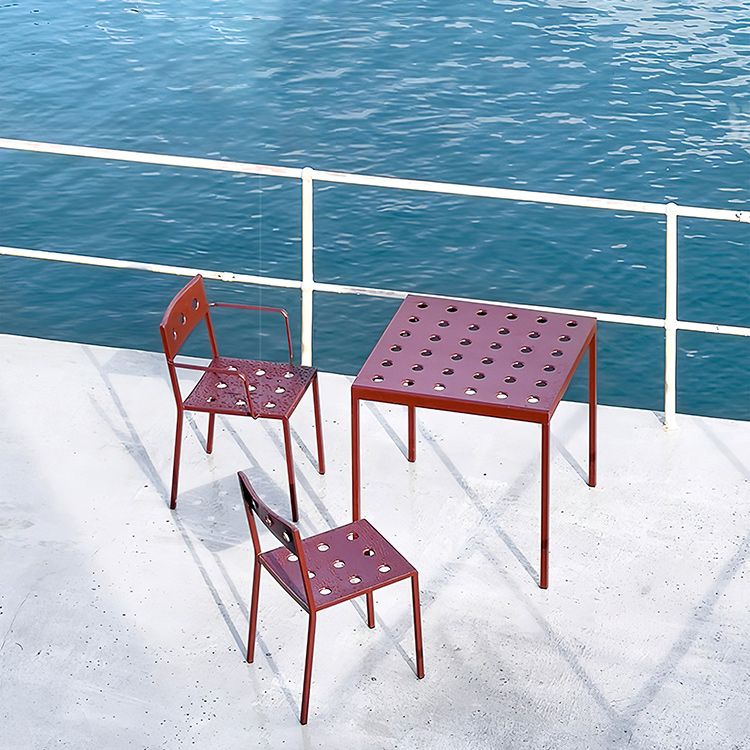 Industrial Metal Dining Side Chair Open Back Stacking Outdoor Chair