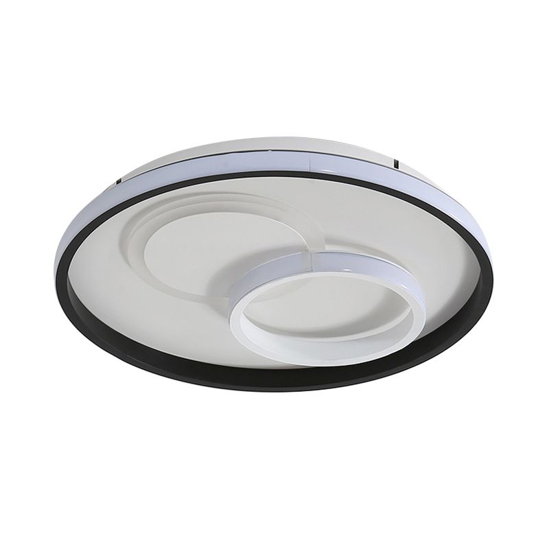 Ronde / carré / DEL rectangulaire Modernisme Aluminium Black Ceiling Mount Lighting in Warm / White Light for Bedroom
