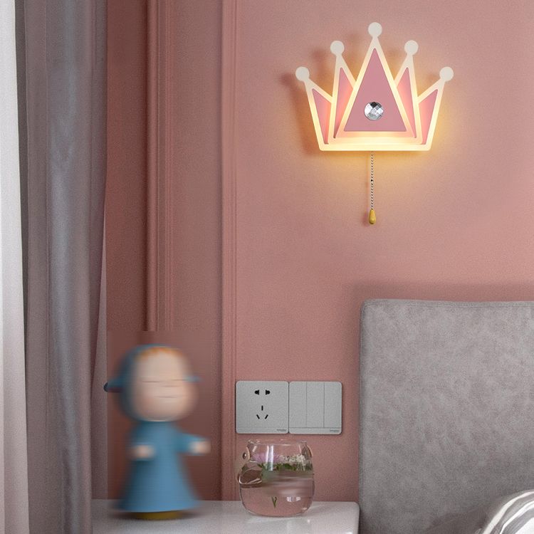 Lampade di applique a forma di corona moderna a forma di corona in metallo 1 illuminazione montata a parete