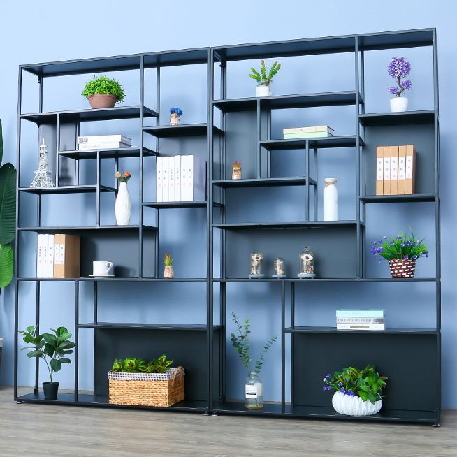 Gold and Black Floor Book Shelf Open Shelf Bookcase with Shelves