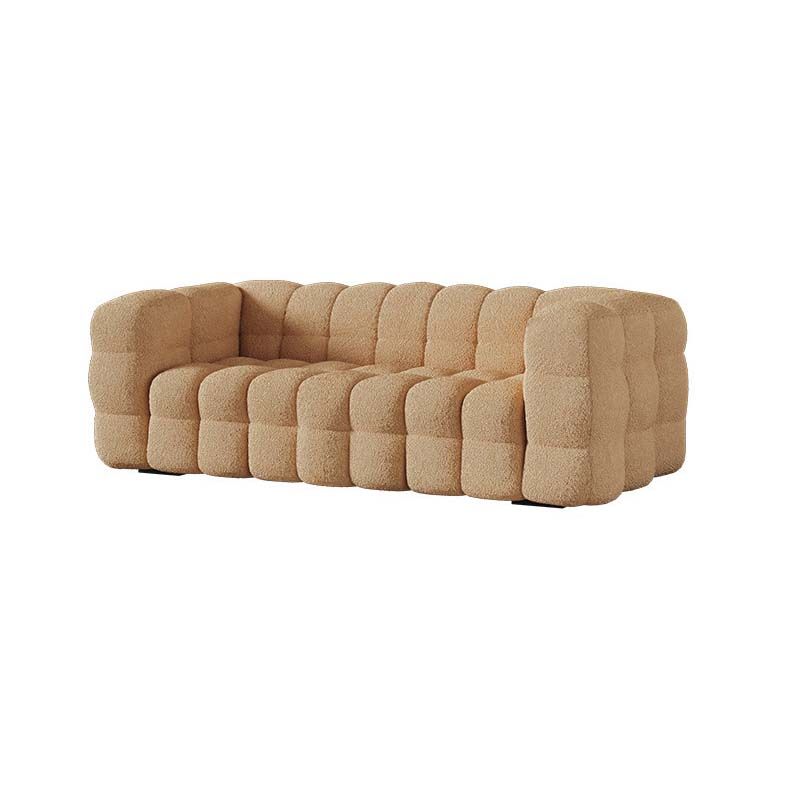 Contemporary Standard Sofa with Tufted Back and Tuxedo Arm in Brown