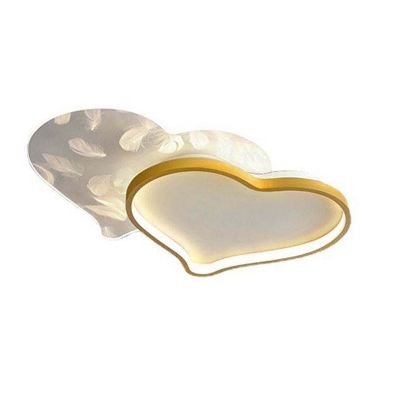 Style contemporain DEL Metal LED Flush Light Fixture Feather Ceiling Flush Mount for Bedroom