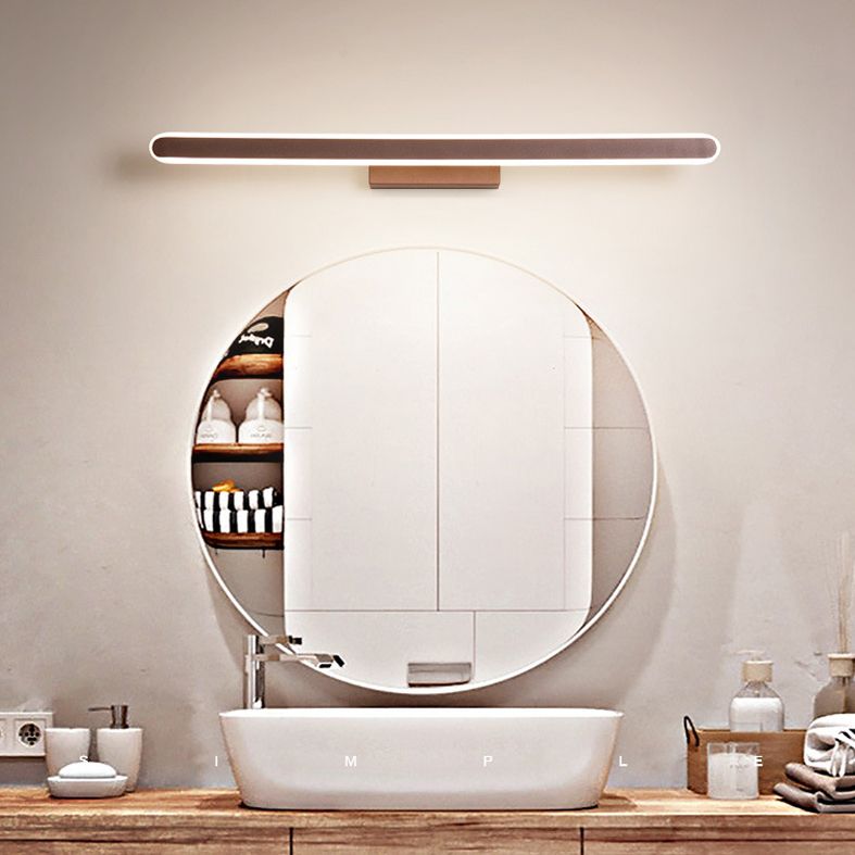 Brown Contemporary Linear Wall Mounted Light Fixture 1-Light Sconce Light for Bathroom