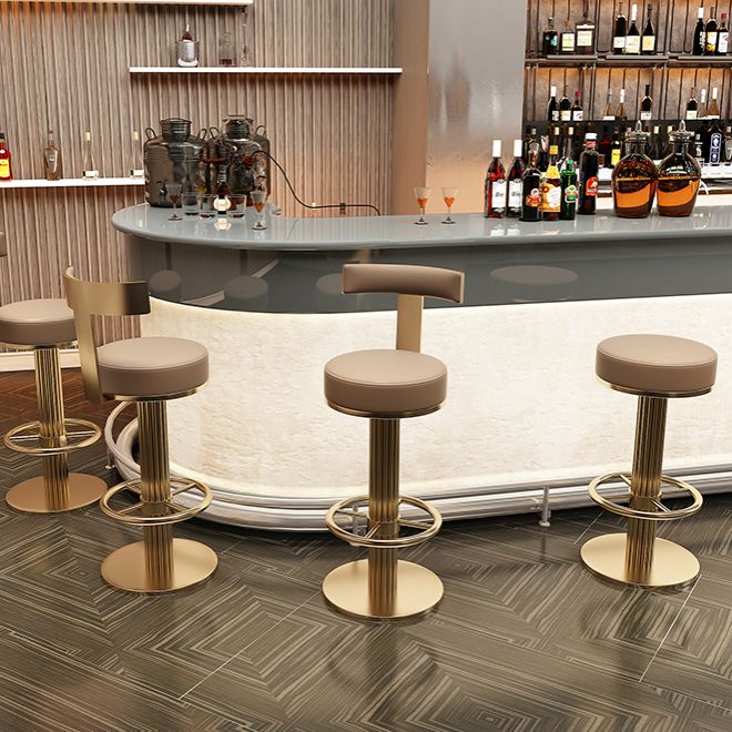 Glam Leather Bar Stool Adjustable Gold Base Counter Stool for Bristol