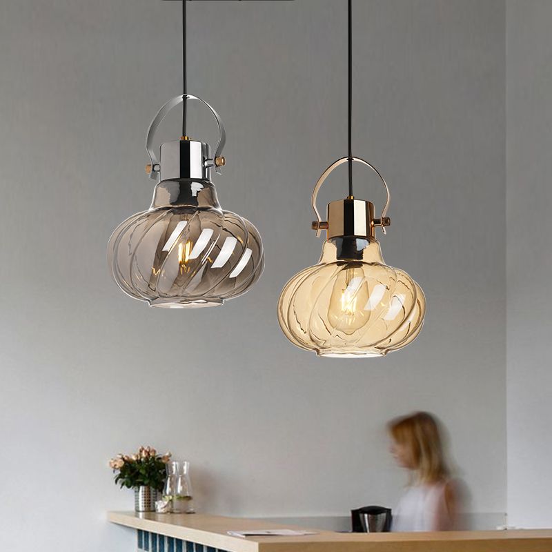 Glass Kettle Shaped Pendant Light Fixture Modern Ceiling Suspension Light for Dinner