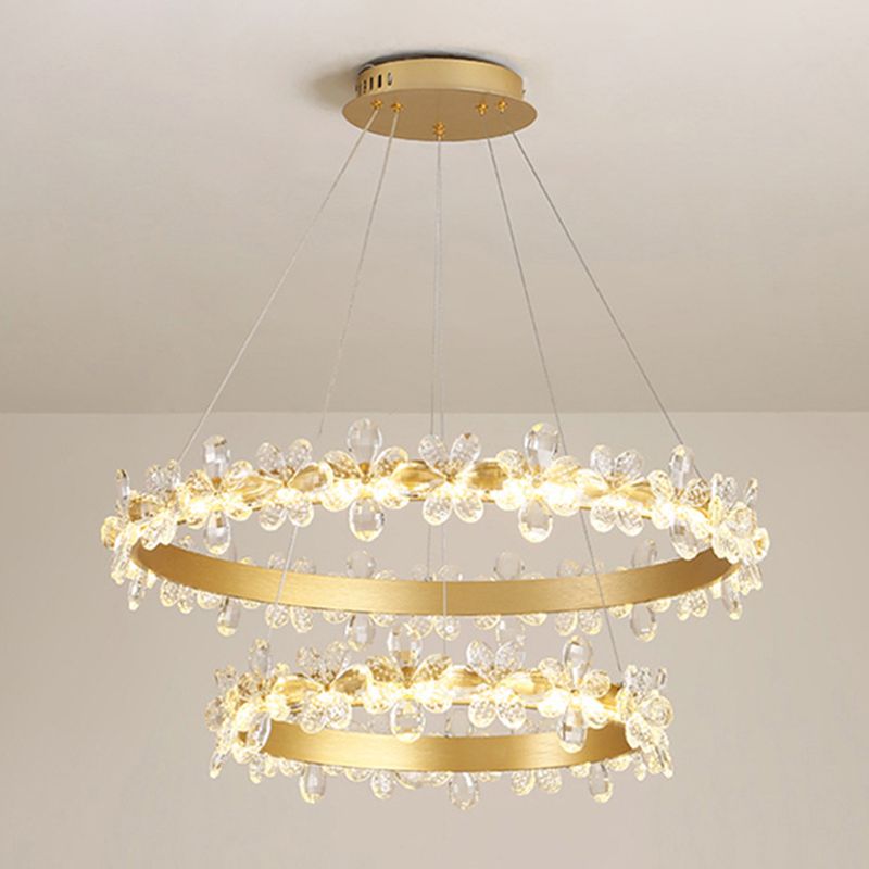 Postmodern Crystal Circle Circle Lámpara Luz de lujo Luz de lujo para dormitorio