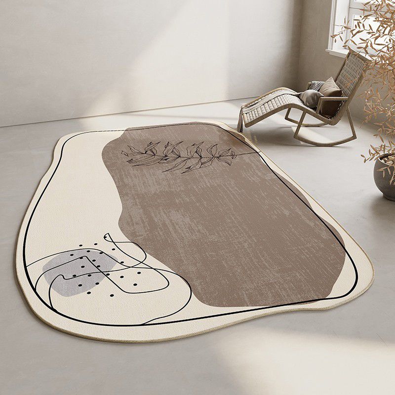 Fancy Modern Rug Color-Blocked Polyester Area Rug Non-Slip Backing Rug for Living Room