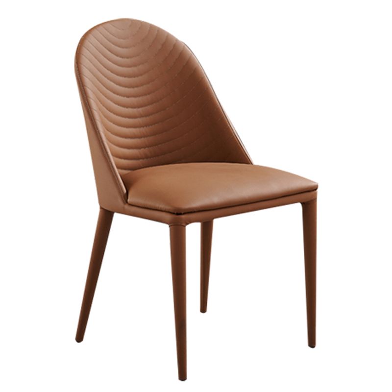 Moderne PU lederen eetkamerstoel Armless Metal Dining Chair voor thuisgebruik (set van 2)