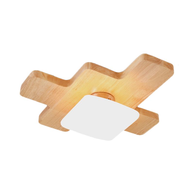 Jigsaw Puzzle Techo Rush Mount Nordic Creative Wood Family Room LED Flush Light con Acrílico Sombra
