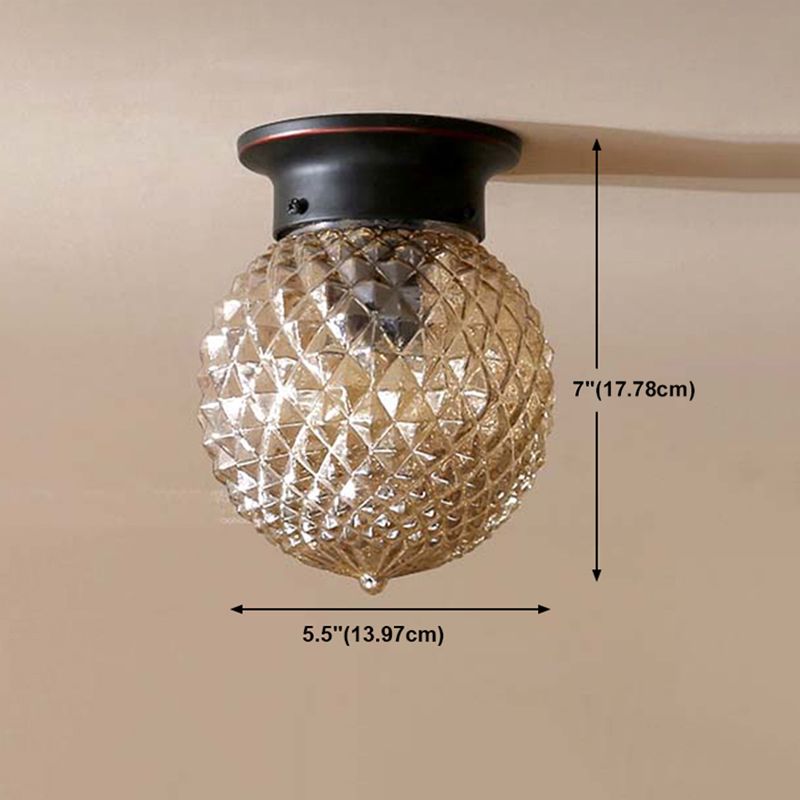 Glass Black Ceiling Mount Light Fixture Round Simplicity Close to Ceiling Lamp