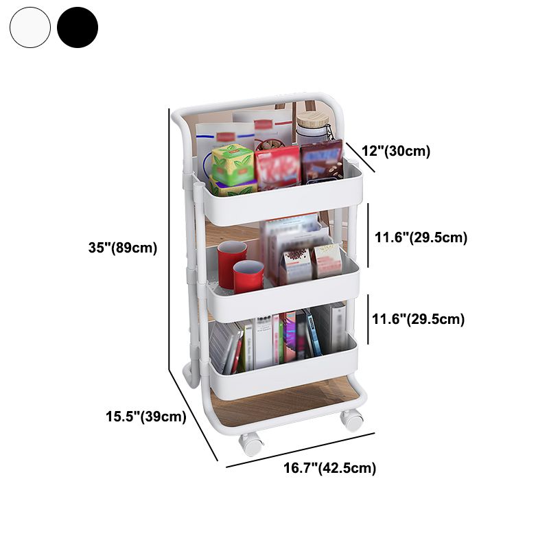 Metal Frame Open Etagere Bookshelf Modern Vertical Bookcase with Caster Wheels