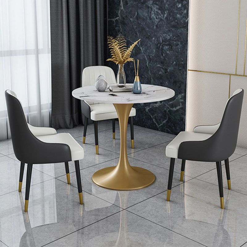 Glam Sintered Stone Dining Table Set Round 1/2/4/5 Pieces Dining Set for Home Use