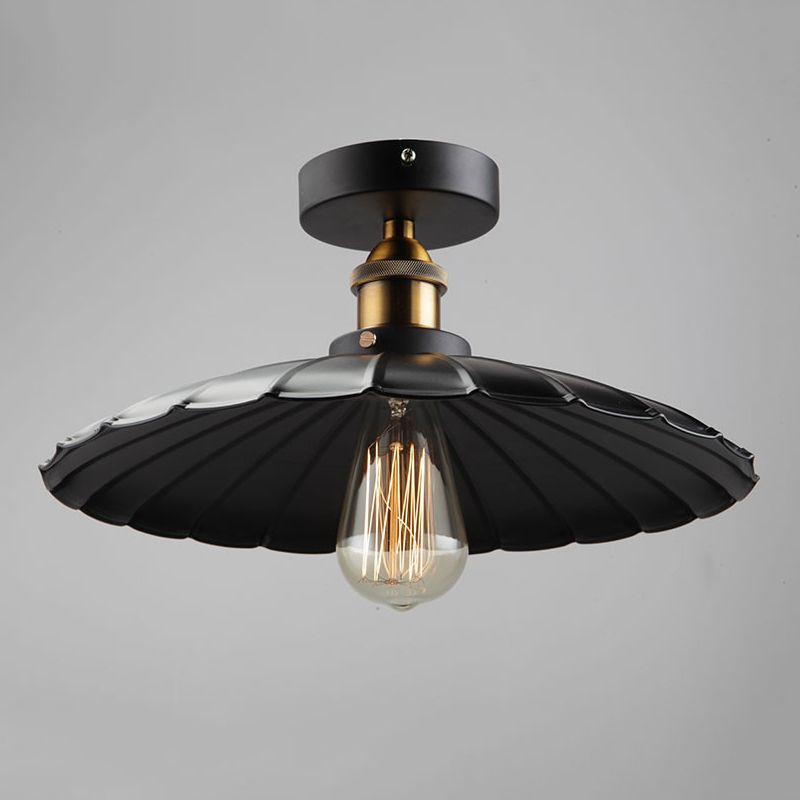 Lumière semi-luxuelle évasée noire Salle de salle à manger en métal industrie