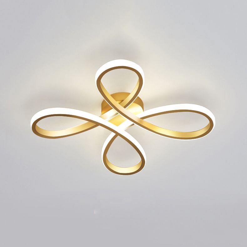 Metal Floral Ceiling Mounted Fixture Simple Style Ceiling Flush in Gold