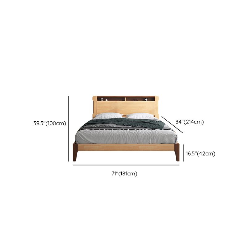 Solid Wood Standard Bed with Headboard Panel Bed Contemporary