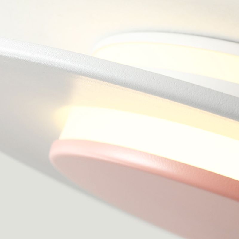 Acrylic Circular LED Ceiling Fixture in Modern Nordic Style Lacquered Iron Macaroon Flush Mount