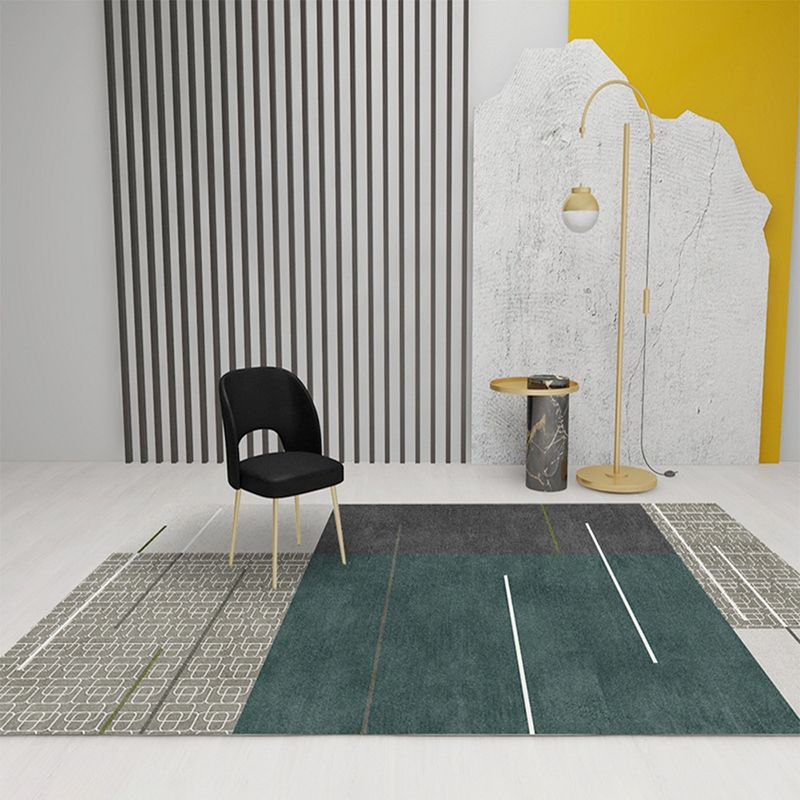 Grey Modern Rug Polyester Line Rug Tear Resistant Rug for Living Room