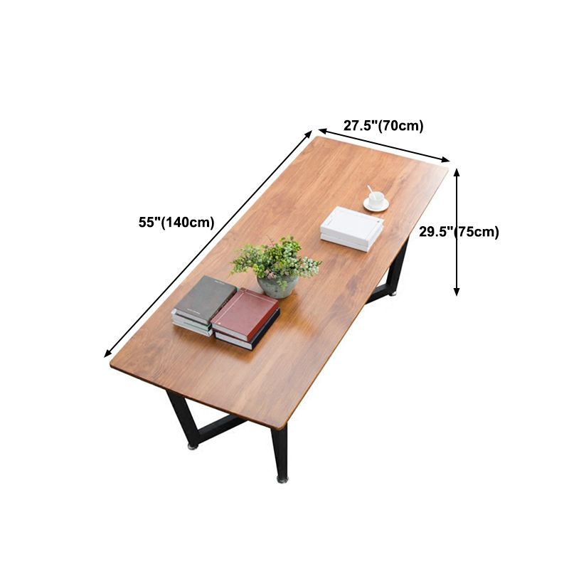 Pine Wood Top Dining Table Rectangle Industrial Table with Trestle Base
