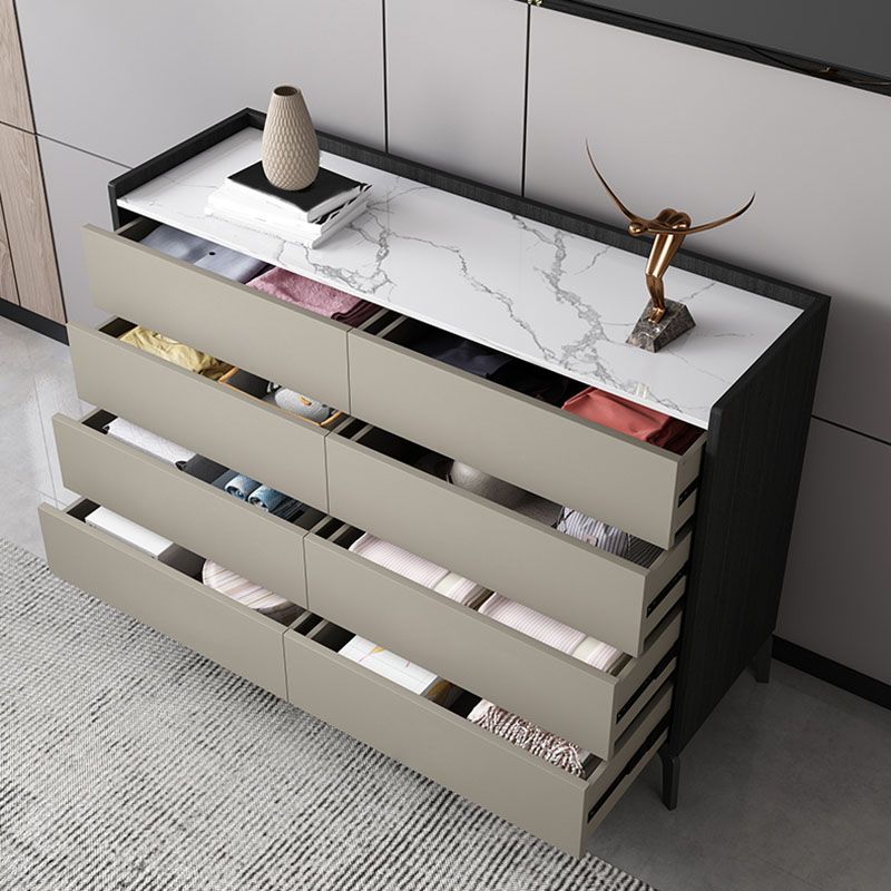 Contemporary Engineered Wood Chest Bedroom Storage Chest in Gray with Drawers