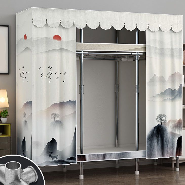 Contemporary Style Steel Wardrobe 2-Tier Metal Wardrobe Closet for Home