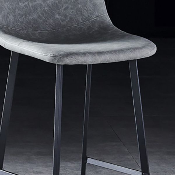 Industrial Style Low Back Bar-stool PU Leather Bar Stool with Metal Legs