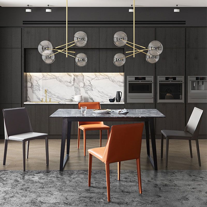 Designer Style Solid Back Chair Home Leather Matte Finish Dining Chair