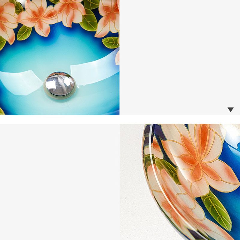 Tempered Glass Bathroom Sink Contemporary Trough Bathroom Sink with Round Shape