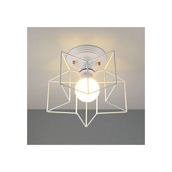 Wire Frame Ceiling Mount Light Living Room Contemporary Ceiling Fixture in White