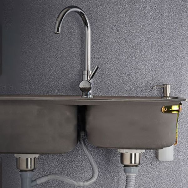 Contemporary Style Kitchen Double Sink Stainless Steel Drop-In Kitchen Sink