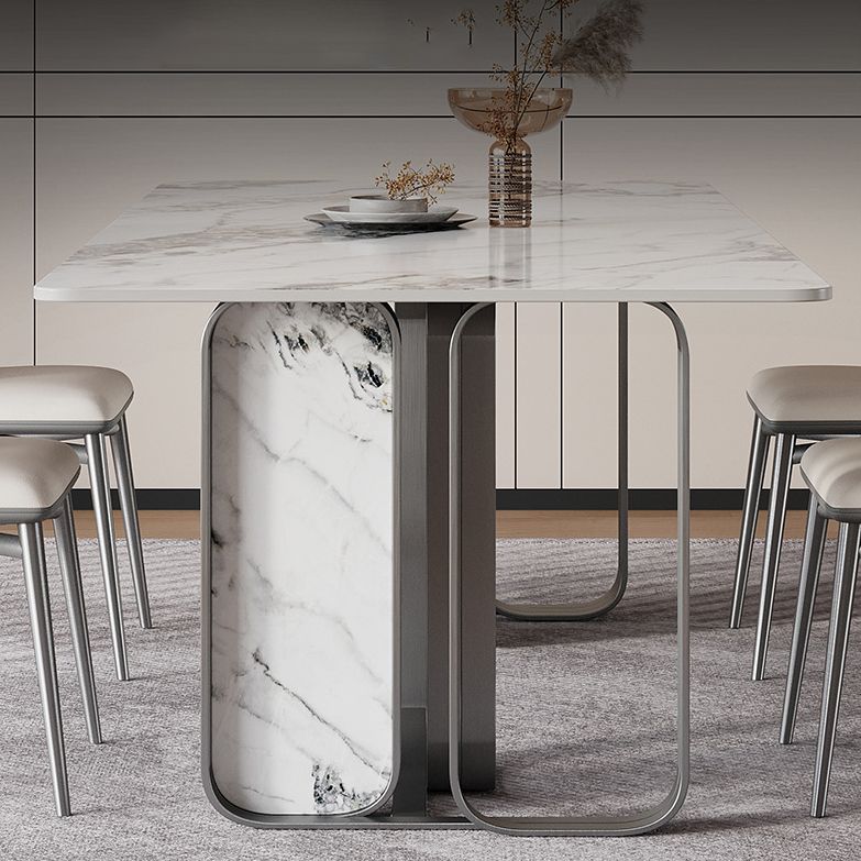 Nordic Sintered Stone Top Dining Set Rectangle 1/2/5/6/7 Pieces Dining Table with Chairs