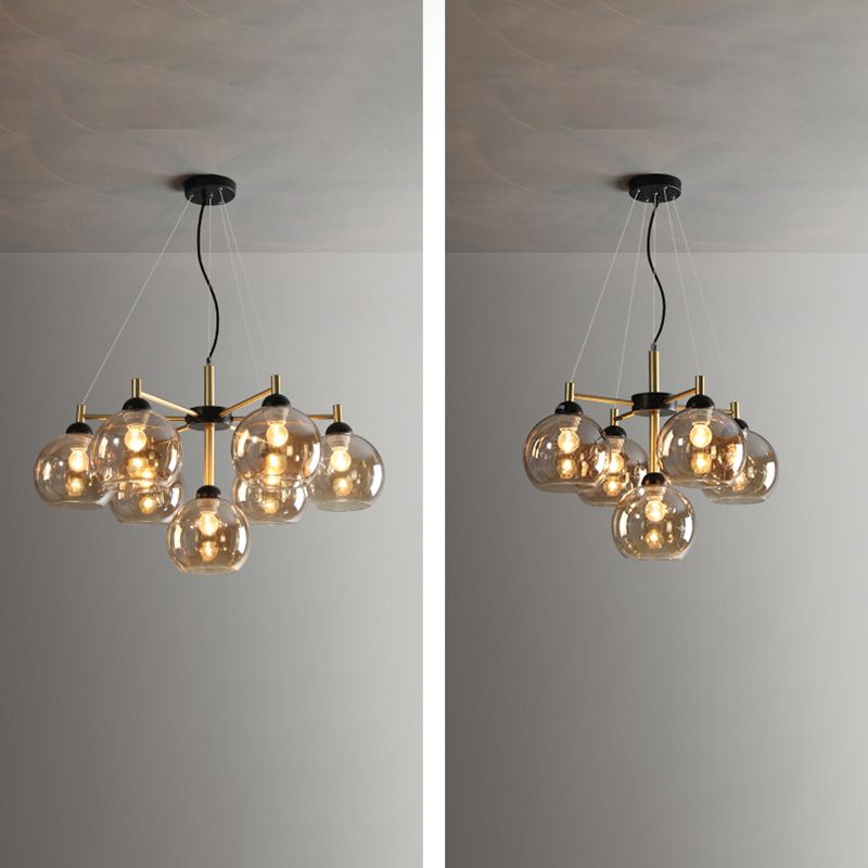 Chandelier en forma de mundo con sombra transparente de estilos modernos para el comedor