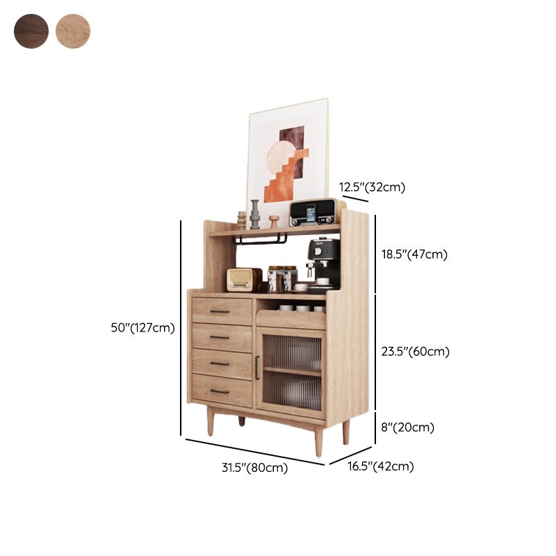 Modern Dining Server Pine Buffet Server with Drawers for Kitchen