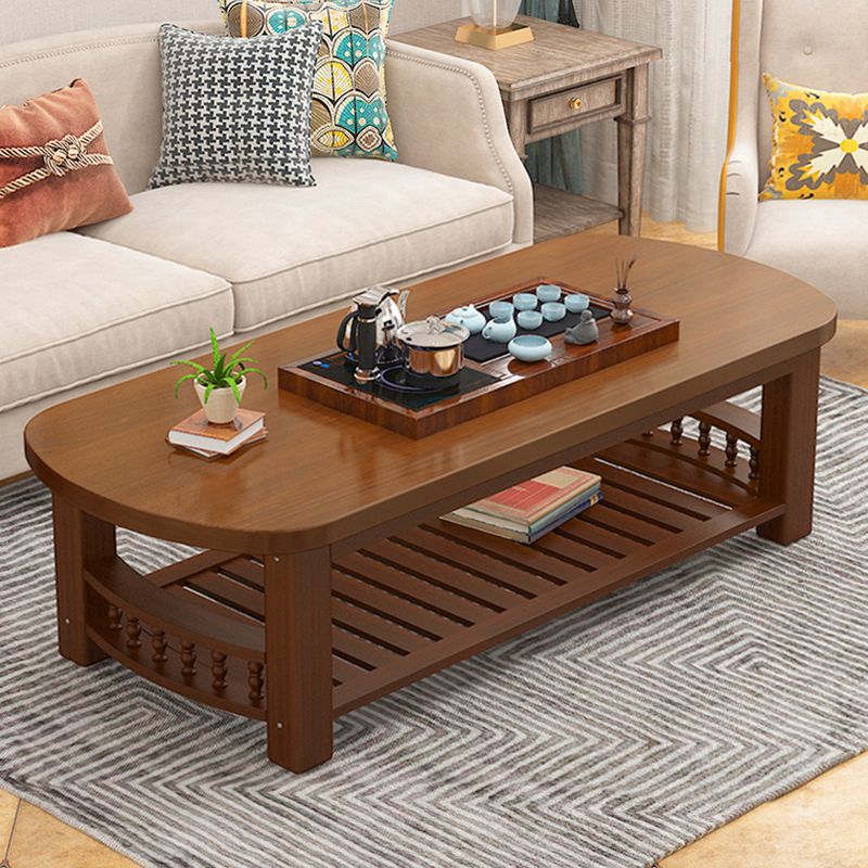 20"H Contemporary Coffee Table Solid Wood Storage Coffee Cocktail Table