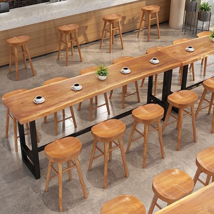Modern 1/4/9 Pieces Bar Table Set Rectangle Pine Wood Counter Table with Backless Stools