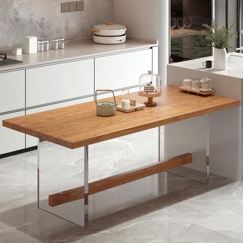 Rectangle 1/2/5/7 Pieces Dining Set Acrylic Base Dining Furniture in Natural