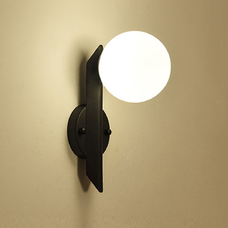 Modernist Wall Sconce Globe Glass Sconce Lighting in White for Bedroom