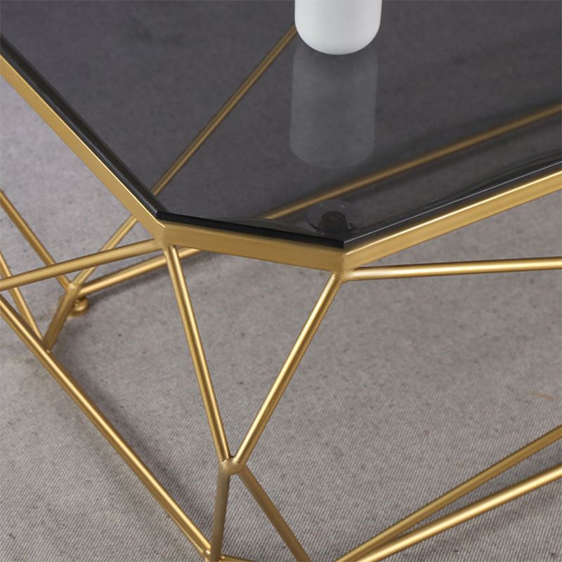 Gold Metal Frame Base Cocktail Table Transparent Top Coffee Table