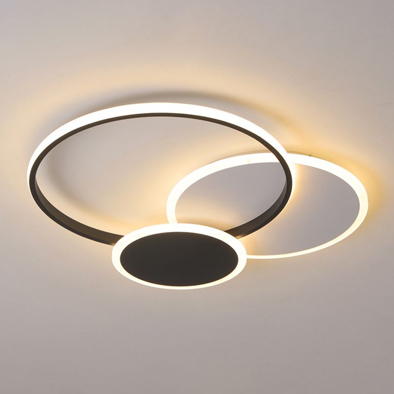 3 lámparas de techo LED circulares cruzadas lámparas de restaurante integradas modernas y simples de galvanoplastia metálica