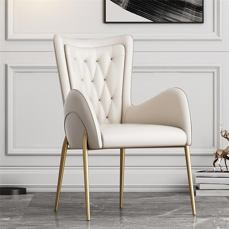 Metal Glam Style Side Chair Parsons Arm Chair with Gold Legs