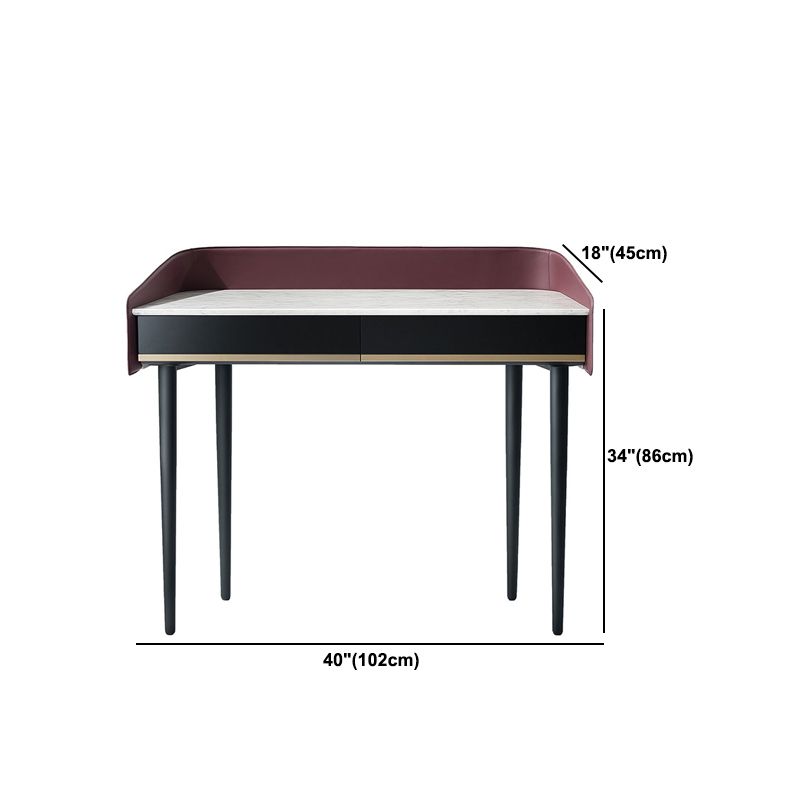 Contemporary Simple Stone Vanity Makeup Table Set with Mirror & Stool