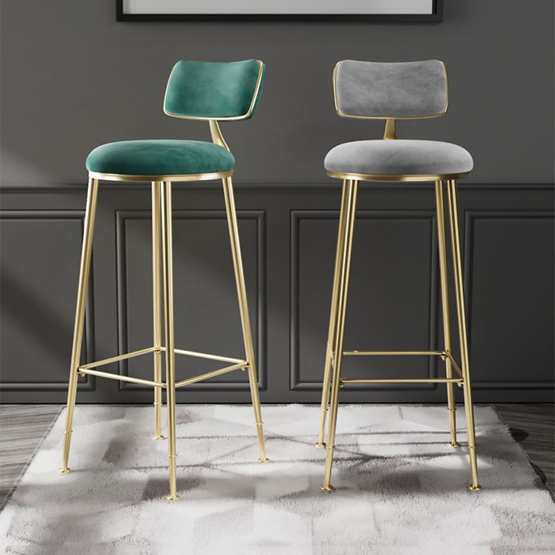 Glam Metal Barstool Fabric Counter Stool in Matte Finish for Indoor