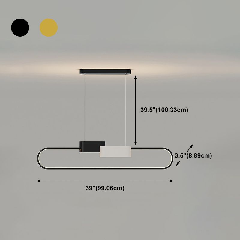 LED COMINACIÓN Lámpara de la isla Simplicidad de metal oval de metal lámpara de luz