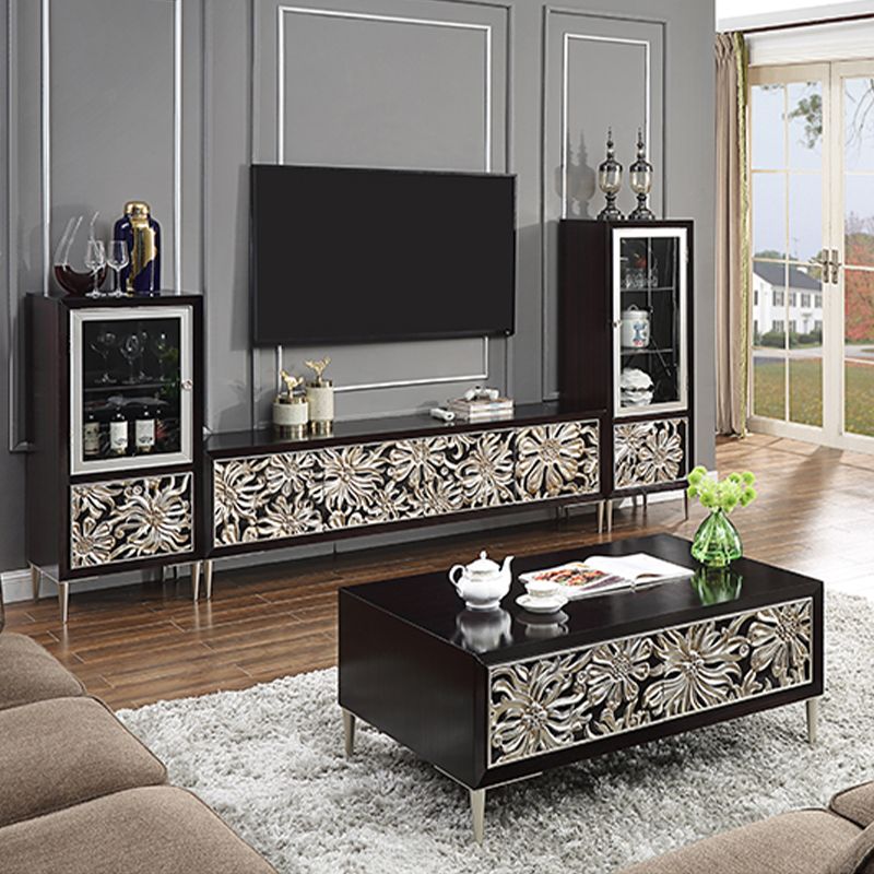 Glam Style Adjustable Shelving Sideboard Wood Cabinets Buffet Table