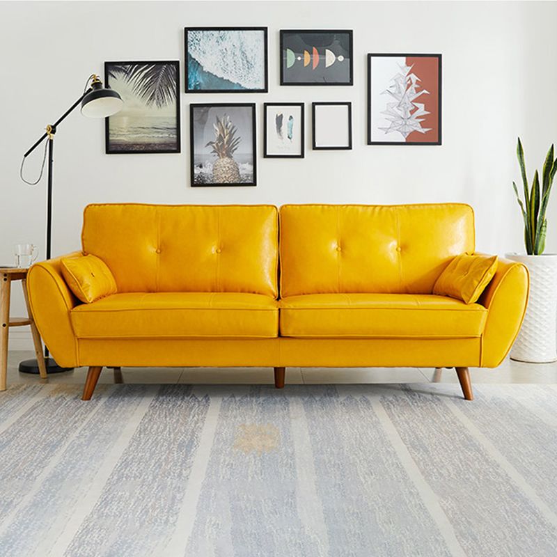 Faux Ledersofa ausgestoßen Armknopf getuftet lose Rückensofa für Wohnzimmer
